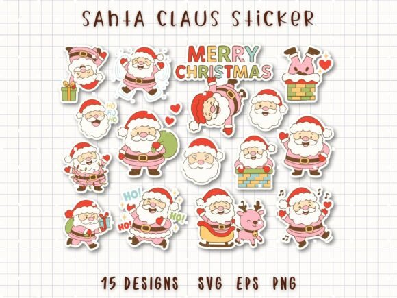 Adorable Santa Claus Sticker Christmas Clipart