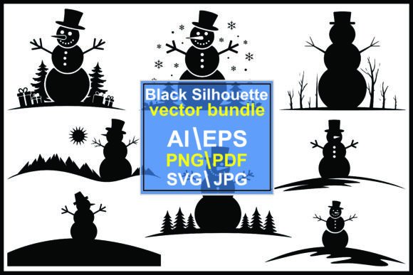 Black Snowman with Winter Elements: A Versatile Graphic for Seasonal Content