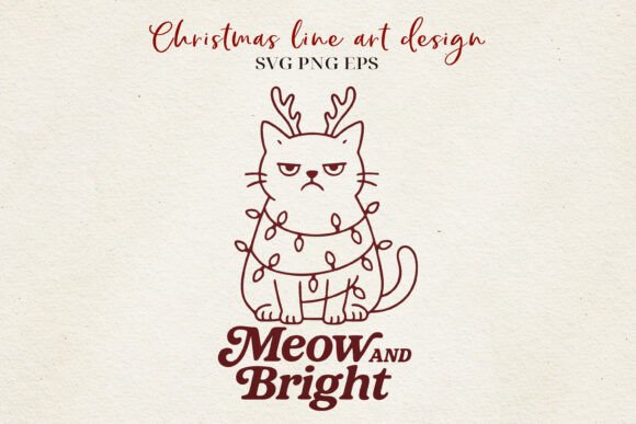 Christmas Cat Line Art Grumpy Cat SVG: A Festive Graphics Gem