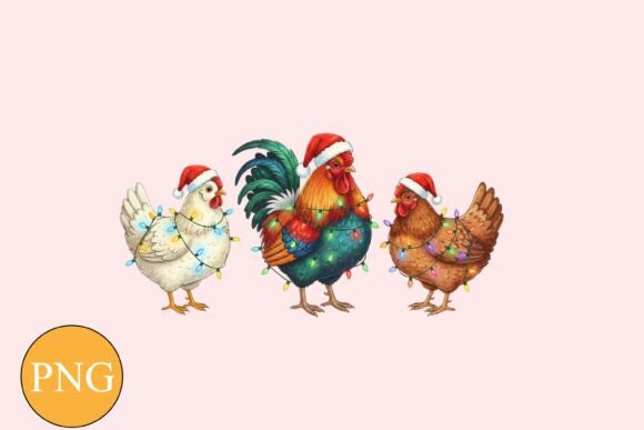 Christmas Chickens Clipart PNG: A Festive Graphic for Creative Projects