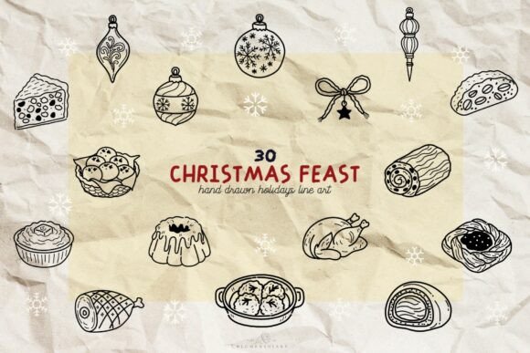 Christmas Feast Line Art: A Festive Graphic Treasure