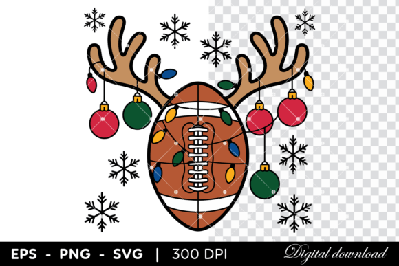 Christmas Football with Reindeer Antlers: A Festive Graphics Gem
