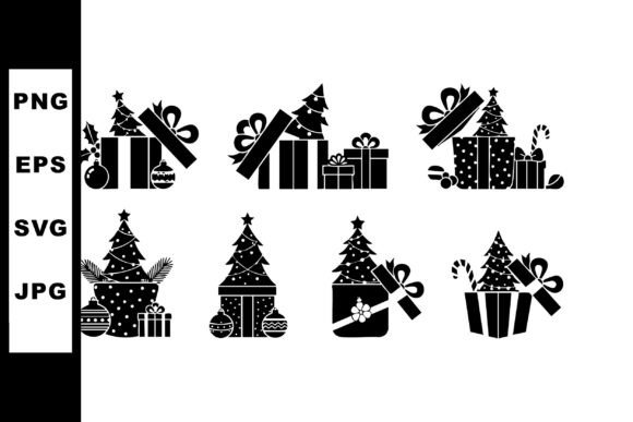 Christmas Gift Boxes and Decorated Tree: Festive Graphics for Creative Projects