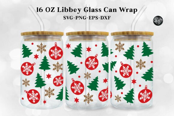 Christmas Libbey Glass Can Wrap 16oz SVG: A Graphics and Crafts Gem