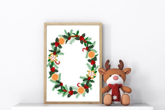 Christmas Oval Frame: A Festive Illustration for Graphics