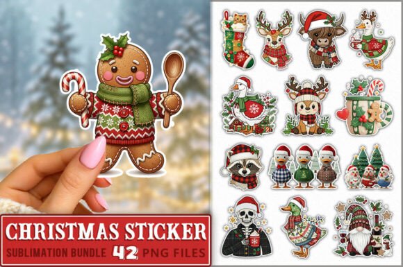 Christmas Preppy Sticker PNG Bundle: Perfect for Creative Graphics