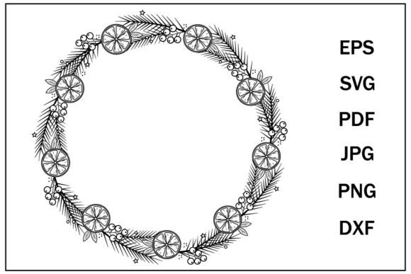 Christmas Round Frame with Oranges: A Festive Graphic Design