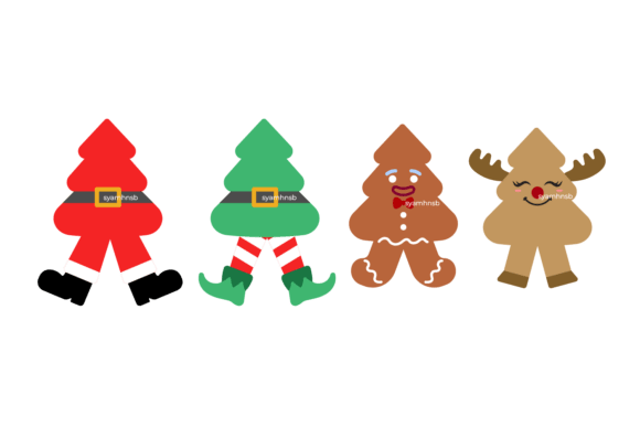 Christmas Tree Character Bundle: Charming Graphics for Creative Projects