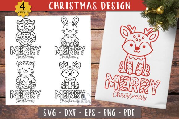 Cute Animals Gingerbread Merry Christmas