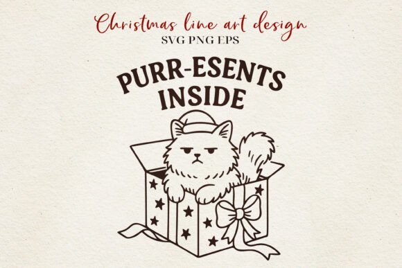 Funny Christmas Cat Line Art: A Festive Graphics Gem