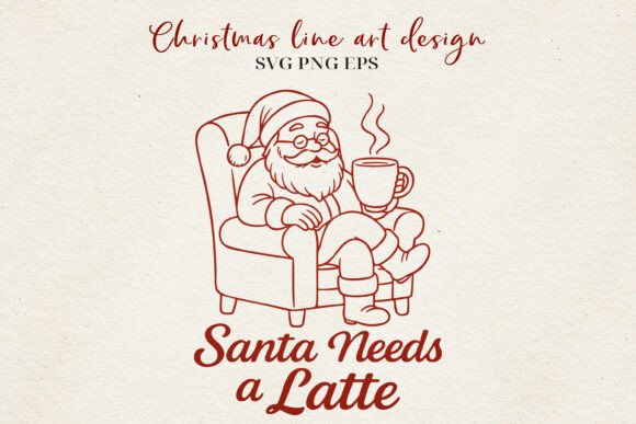 Funny Christmas Coffee Line Art: A Festive Graphic for Local Brands