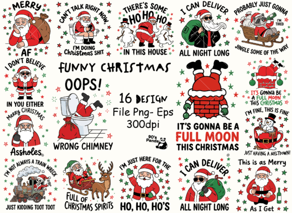 Funny Christmas Humor Bundle: Perfect for Festive Graphics and Illustrations