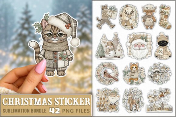 Funny Christmas Sticker PNG Bundle: Perfect for Holiday Graphics
