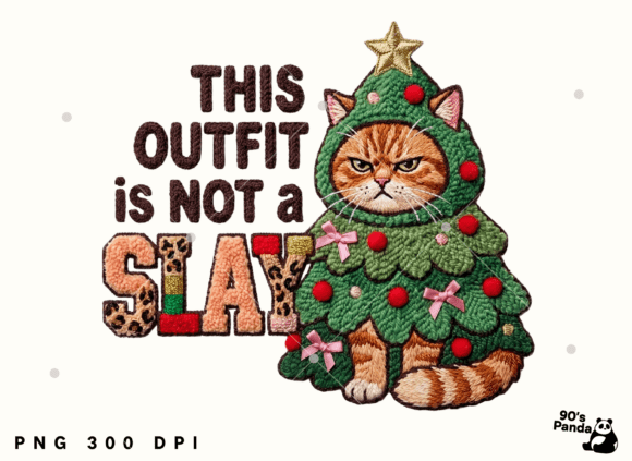 Not a Slay, Christmas Crochet Tree Cat: A Festive Graphics Asset