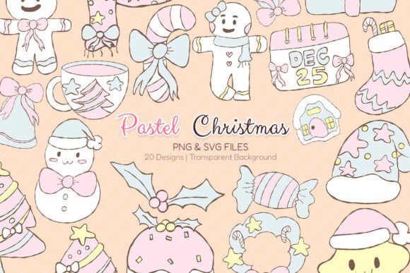Pastel Christmas SVG PNG Clipart: A Soft Touch for Holiday Graphics