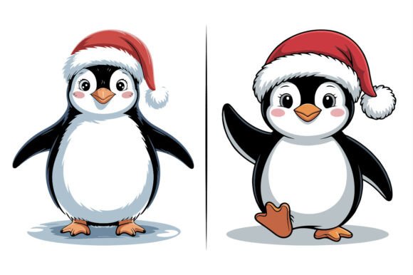 Penguin Christmas Animals Vector Clipart for Graphics & Illustrations
