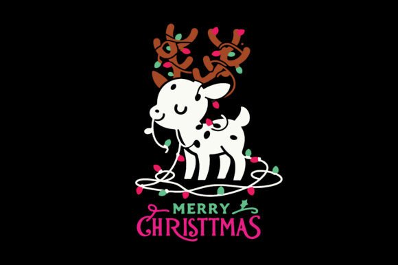 Playful Pink Reindeer Christmas Graphics for Illustrations