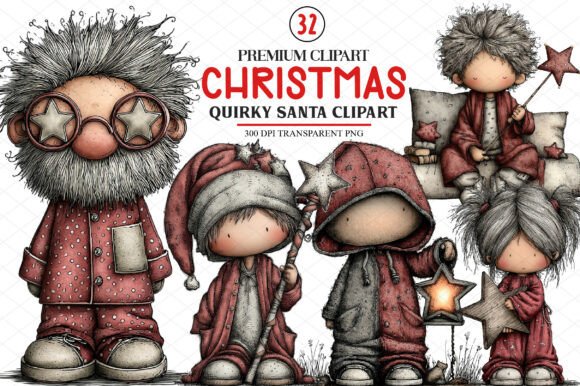 Quirky Christmas Santa Clipart: A Festive Graphics Gem