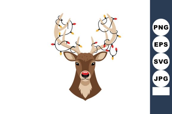 Reindeer Head with Colorful Christmas Li: A Festive Graphics Review