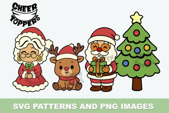 Retro Christmas Illustration Svg Png, for Festive Branding