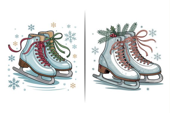 Skating Boots Christmas Clipart for Graphics & Illustrations