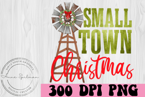 Small Town Christmas Windmill: A Charming Illustration for Graphics