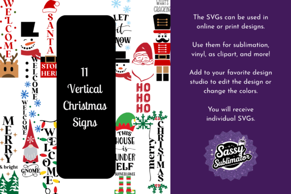 Vertical Christmas Sign 11 SVGs: A Versatile Graphics Set